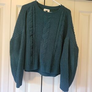 Universal Threads Deep Jade Chenille Cable Knit Sweater Women's Size L